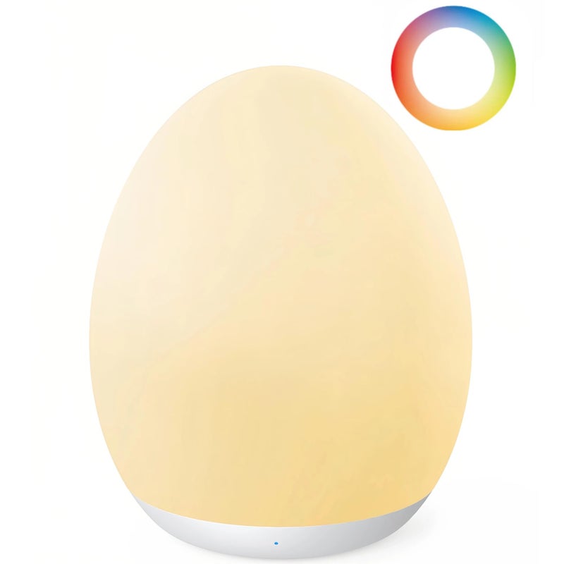 JolyWell Night Light for Kids, Baby Egg Light with 7 Colors Changing Mode & Stepless Dimming, Nursery Night Lamp BPA Free,Rechargeable Egg Night Light for Breastfeeding 1h Timer & Touch Control - Image 1